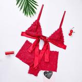 iOPQO lingerie for women Women Lace Panties Briefs Underwear Elastic Lingerie Bride Bowknot Bra Red M