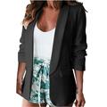 iOPQO cardigan for women Women Classic Blazer Jackets Business Casual Boyfriend Fashion Plus Size Lightweight Work Blazer Jacket Women s Blazers Black S