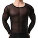 iOPQO Mens Underwear Boxers for Men Men S Underwear Boxer Briefs Mesh Breathable Shirts Men S Long Sleeve Sleepwear See Through Mesh Blouse Casual Black Xxl Panties Mens Boxer Briefs