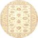 Ahgly Company Indoor Round Traditional Golden Blonde Gold Oriental Area Rugs 4 Round