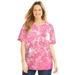 Plus Size Women's Ethereal Tee by Catherines in Pink Burst Ombre Paisley (Size 0X)