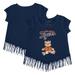 Girls Youth Tiny Turnip Navy Detroit Tigers Girl Teddy Fringe T-Shirt