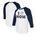 Women's Tiny Turnip White/Navy Cleveland Guardians I Love Mom 3/4-Sleeve Raglan T-Shirt