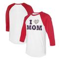 Women's Tiny Turnip White/Red Boston Red Sox I Love Mom 3/4-Sleeve Raglan T-Shirt