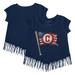 Girls Youth Tiny Turnip Navy Cleveland Guardians Baseball Flag Fringe T-Shirt
