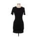 Divided by H&M Casual Dress - Bodycon Crew Neck Short sleeves: Black Print Dresses - Women's Size 6