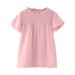 ZHAGHMIN Girls Tops Toddler Girls T Shirts Ruffle Short Sleeve Round Neck Loose Blouse Summer Solid Color Casual Girl Tee Tops Toddler Undershirt Little Girls Undershirts Girls Shirt With Pocket Lon