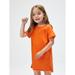 Short Sleeve Toddler Girls Drop Shoulder Split High Low Hem Dress Skirts S221905X Orange 6Y(46IN)