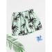 Boys Tropical Print Drawstring Swim Shorts Beachwear S221904X Green 130(7-8Y)