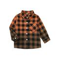 KelaJuan Kid Boy Girl Autumn Winter Coat Gradient Plaid Print Long Sleeve Lapel Jacket Button Closure Shirt