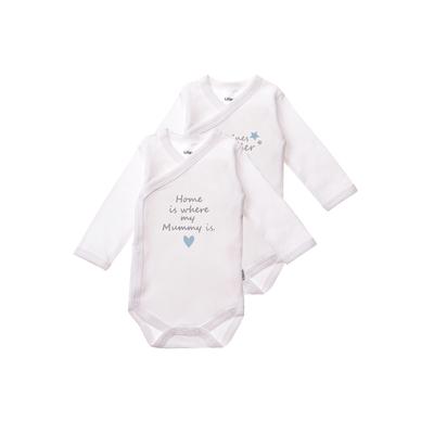 Body LILIPUT "Home is where my mummy is", Baby, Gr. 50/56, EURO-Größen, weiß, 100% Baumwolle, bedruckt, kurz, V-Ausschnitt, Langarm, Bodies, 2er-Pack mit niedlichem Print Image