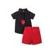 Arvbitana 2Pcs Kids Cute Suit Set Infant Toddler Summer Lapel Short Sleeve Necktie Shirt+Solid Shorts Clothes Outfit Set 1T 2T 3T 4T 5T 6T 7T 8T