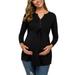 Herrnalise Maternity V-Neck Long Sleeve Bandage Solid Color Breast-Feeding Pregnant Nursing Blouse Tops summer sale !