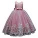 Girls Dresses Flower Lace Dress For Kids Wedding Bridesmaid Pageant Party Formal Long Maxi Gown Big First Birthday Dance Prom Sequin Bowknot Puffy Tulle Dresses For 160