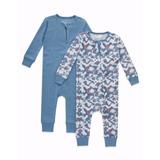 Hanes Zippin Baby Knit Long Sleeve Footless Zip Sleep N Play Snug-Fit 4-Way Stretch Boys & Girls 2-Pack Muted Blue Assorted 18M-24M