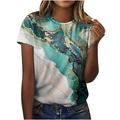Summer Soft Top for Women Crew Neck Print Loose T-shirt Casual Short Sleeve Pullover Tee Comfy Fashion Tunic Tops