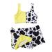 Toddler Girls Swimsuit Print Cotton Sleeveless Quick Dry Print Bikini 3Pc Beach Swimsuit