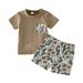 Toddler Boys Girls Short Sleeve Cartoon T Shirt Pullover Tops Cow Printed Shorts Outfits Size 3 Years-4 Years