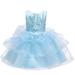 gvdentm Girls Dresses Girls Casual Maxi Floral Dress Long Sleeve Holiday Pockets Dresses Light Blue 7-8 Years