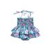 Binwwede Infant Girls Romper Dress Tree/Flower Print Sleeveless Tie-Up Spaghetti Strap Ruched Ruffles Sling Bodysuits with Headband