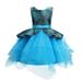 Penkiiy Toddler Kids Baby Girls Floral Lace Ball Gown Princess Dress Party Dress Clothes Toddler Girls Clothes 0-1 Years Blue On Clearance