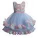 Penkiiy Toddler Kids Baby Girls Floral Formal Princess Party Tulle Tiered Full Dress Easter Dresses for Toddler Girls 2-3 Years Blue 2023 Summer Deal