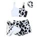 Girls 3-Piece Swimsuit Cow Print Bikini Tops Underpants Shorts Pant Hair Band Set Bathing Suit Size 6-14 Years