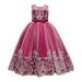 Girls Dresses Flower Lace Dress For Kids Wedding Bridesmaid Pageant Party Formal Long Maxi Gown Big First Birthday Dance Prom Sequin Bowknot Puffy Tulle Dresses For 160