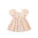 aturustex Infant Baby Girl Princess Dresses Short Sleeve Square Neck Floral Print Ruffled A-Lined Party High Waist Dress