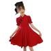 ZHAGHMIN Girls Dresses With Sleeves Kids Toddler Girls Short Bubble Sleeve Patchwork Solid Cheongsam Princess Dress Outfits Plus Size Tween Dresses Posh Fashion Girls Dresses Summer Dress Girls Size