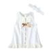 Scyoekwg Cute Dresses for Kids Toddler Kids Summer Girls Lace Solid Color Sleeveless Cute Bow Dress Suit White 0-6 Months