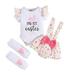 TAIAOJING Outfit Clothes Set Girls Short Sleeve Easter Cartoon Rabbit Printed Romper Bodysuit Bowknot Suspender Shorts Outfits 3-6 Months
