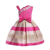 Herrnalise 3-9T Girls Kids Off Shoulder Striped FloralRuffles Flower Dress Ball Gown Party Formal Dresses