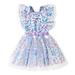 ZHAGHMIN Girls Easter Dress Size 6 Toddler Girls Fly Sleeve Prints Ruffles Backless Tulle Bowknot Princess Dress Year 12 Formal Dresses Two Pieces Kids Shoes Kids Fall Dress Face Print Dress Piano R