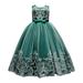 YDOJG Girls Dresses Flower Lace Dress For Kids Wedding Bridesmaid Pageant Party Formal Long Maxi Gown Big First Birthday Dance Prom Sequin Bowknot Puffy Tulle Dresses For 110