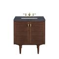 "Amberly 30"" Single Vanity, Mid-Century Walnut w/ 3CM Charcoal Soapstone Top - James Martin 670-V30-WLT-3CSP"