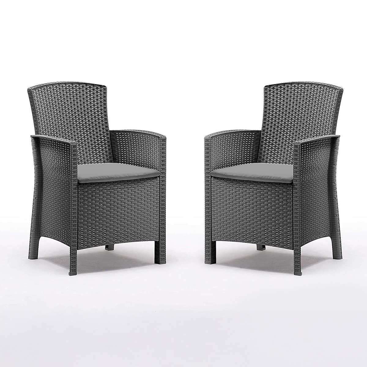 BICA Poltrona 2er Set Lido Gastro Sessel inkl. Sitzkissen, Graphit, Gartensessel, Wetterfest Image