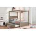 Wood Full Size Canopy Platform bed with Twin Trundle Bed, Brushed Finish, Solid Wood Slats Support, Bedroom Furniture