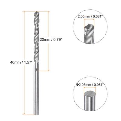 1.75mm C3/K10 Tungsten Carbide Precision Straight Shank Twist Drill Bit - Silver Tone