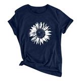 netehipn Womens Tops Trendy Play Ball Shirt for Womens Baseball Tshirts Graphic Tees Casual Sunflower Printed Tee Shirts Top Navy XXXL