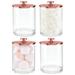 mDesign Large Plastic Bathroom Apothecary Canister Jar 4 Pack Clear/Rose Gold