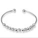 Womens 925 Sterling Silver Bead Ball Love Cuff Bangle Fashion Bracelet H7X6