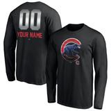 Men's Fanatics Branded Black Chicago Cubs Personalized Midnight Mascot Long Sleeve T-Shirt