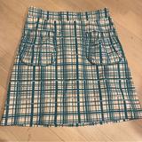 Anthropologie Skirts | Anthropologie Girls From Savoy Plaid Skirt | Color: Blue/Cream | Size: 6