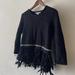 Anthropologie Sweaters | Anthropologie Harare 100% Alpaca Fringed Black Sweater | Color: Black/Gray | Size: M