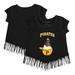 Girls Toddler Tiny Turnip Black Pittsburgh Pirates Sundae Helmet Fringe T-Shirt