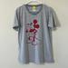 Disney Tops | Disney Grey White Striped Red Mickey Mouse Short Sleeve Tee Size Medium | Color: Gray/White | Size: M