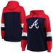 Women's Navy Atlanta Braves Plus Size Colorblock Pullover Hoodie