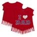 Girls Youth Tiny Turnip Red Boston Sox I Love Dad Fringe T-Shirt