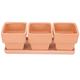 Terracotta Clay Pots 3Pcs Terracotta Clay Planter Square Ceramic Pottery Cactus Flower Pots Succulent Nursery Pots Garden Terra Cotta Pots with Drainage Hole Tray for Home Garden